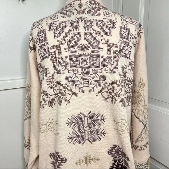Johnny Was Biya Fenella Embroidered Open Front Cardigan Sweater in Alabaster - Picture 9 of 15